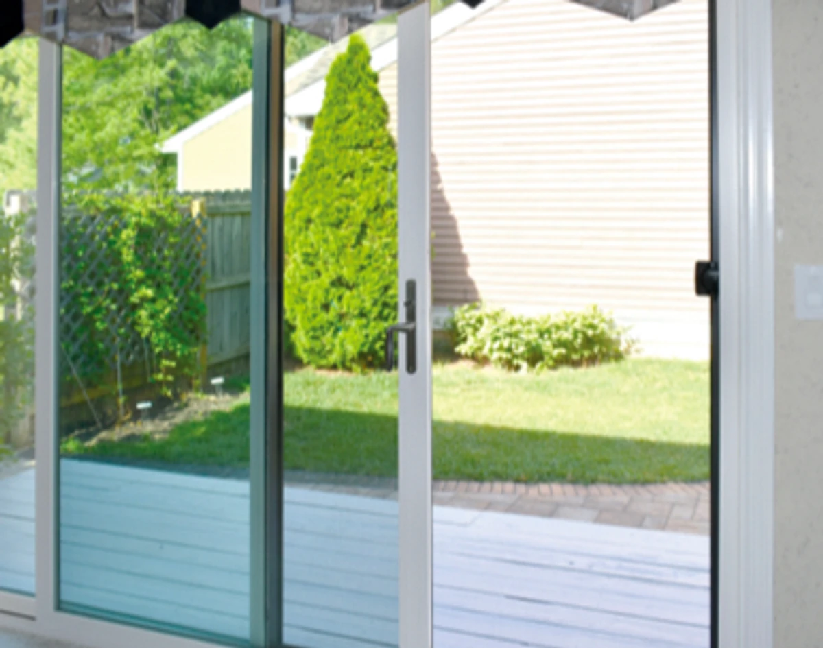 Interior view: open sliding screen door.