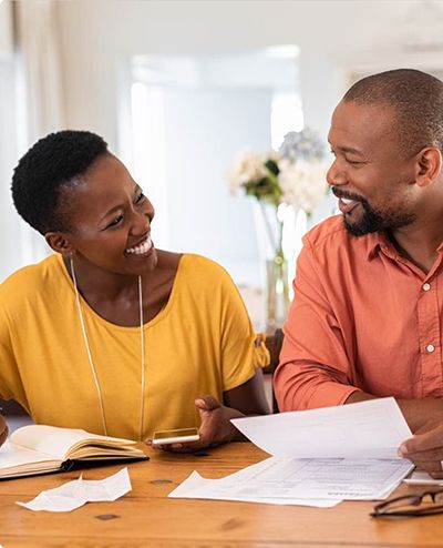 Couple looking over paperwork