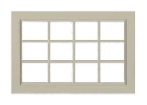 Tan Basement Hopper window with Colonial grid pattern